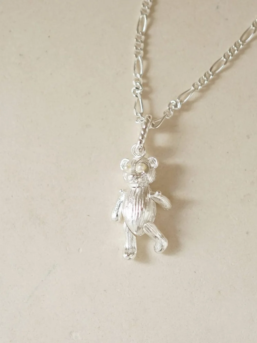 Daisy London Shrimps Teddy Bear Necklace Sterling Silver, view 3