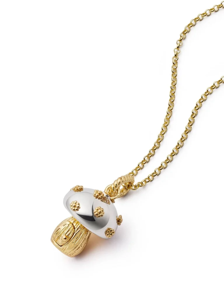 Daisy London Shrimps Toadstool Charm Necklace 18ct Gold Plate