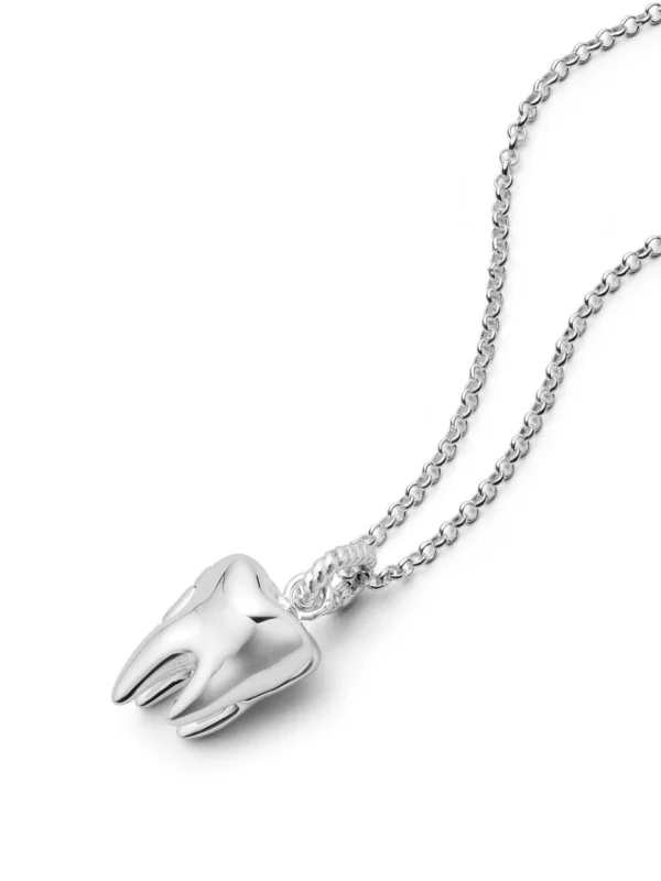 Daisy London Shrimps Tooth Locket Charm Necklace Silver Plate