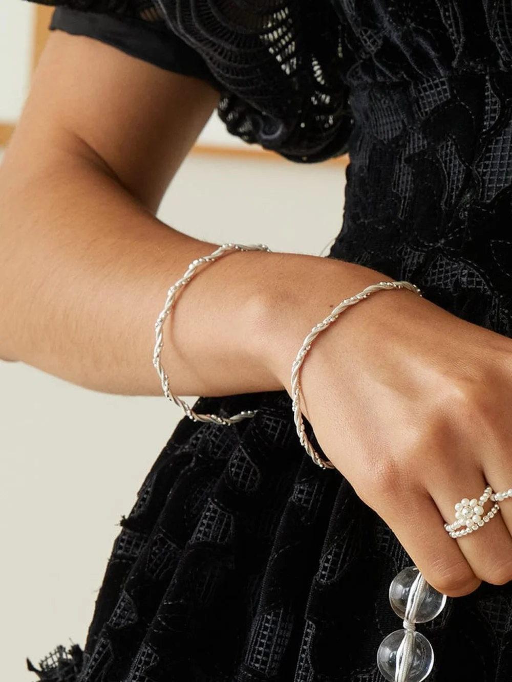 Daisy London Shrimps Twist Chain Bracelet Sterling Silver, view 2