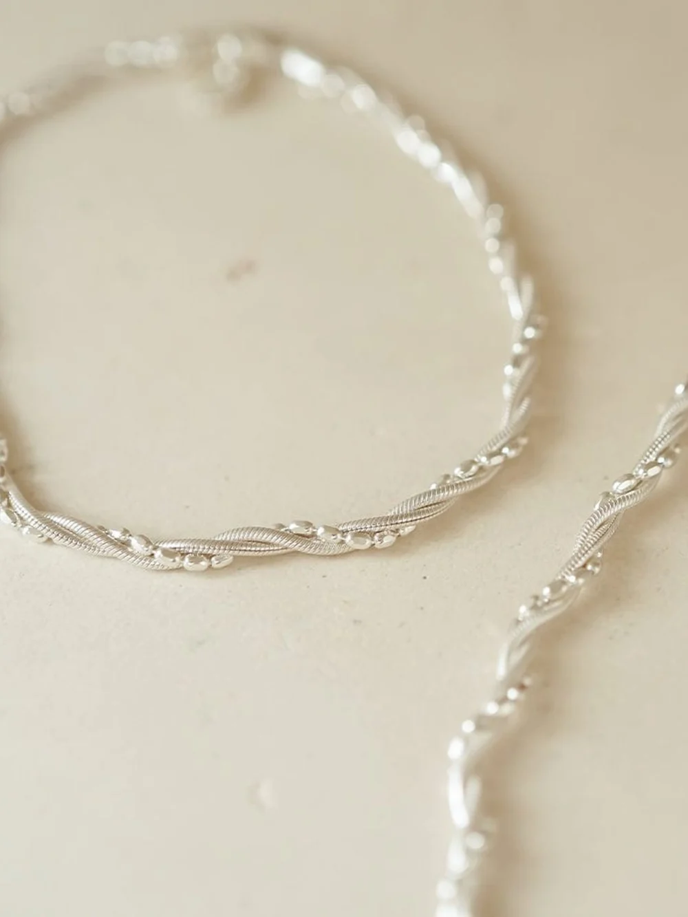 Daisy London Shrimps Twist Chain Bracelet Sterling Silver, view 3