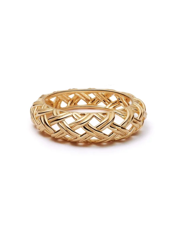 Daisy London Shrimps Woven Dome Ring 18ct Gold Plate
