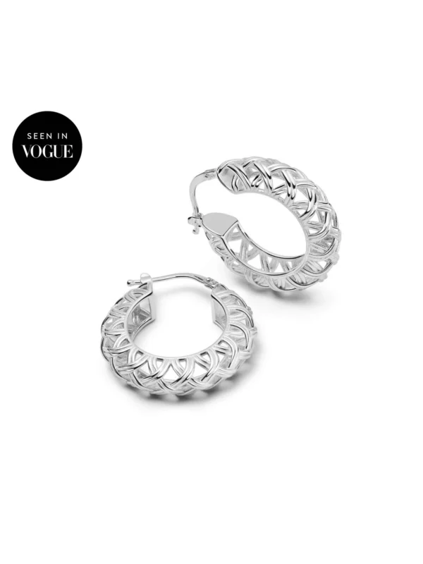 Daisy London Shrimps Woven Maxi Hoop Earrings Sterling Silver