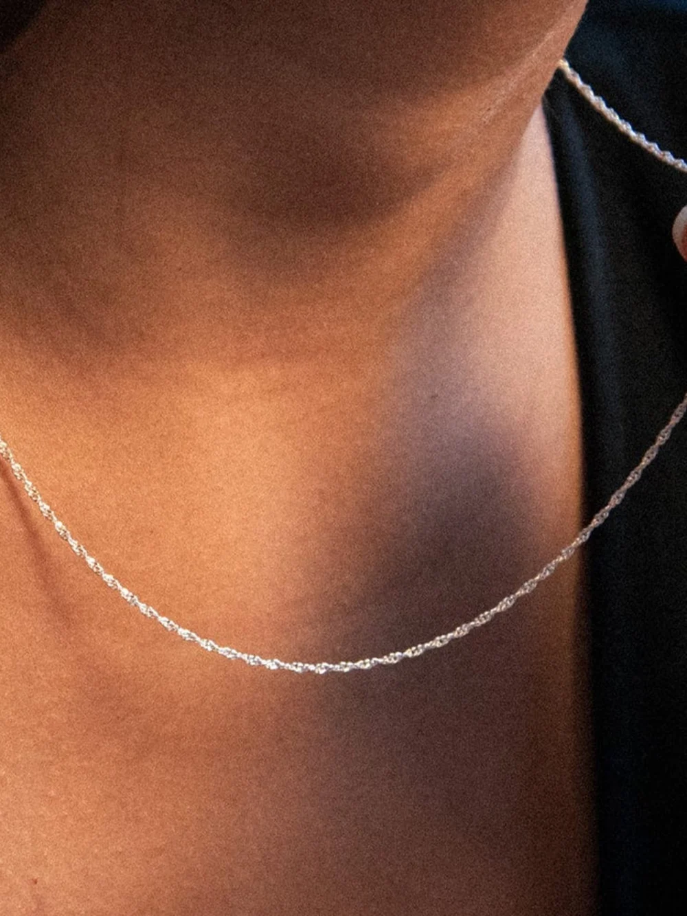 Daisy London Singapore Layering Chain Necklace Sterling Silver, view 6