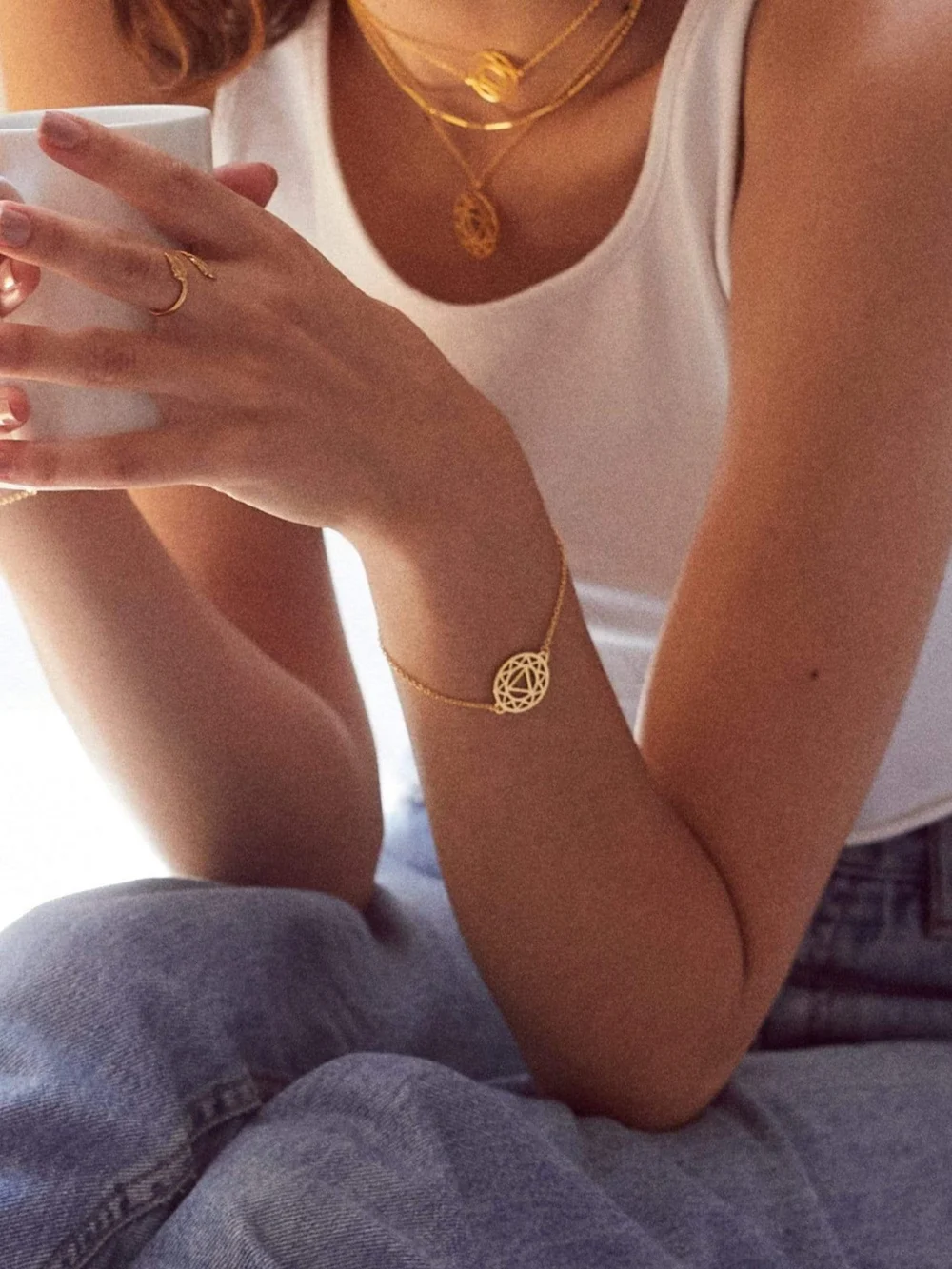 Daisy London Solar Plexus Chakra Chain Bracelet 18ct Gold Plate, view 2