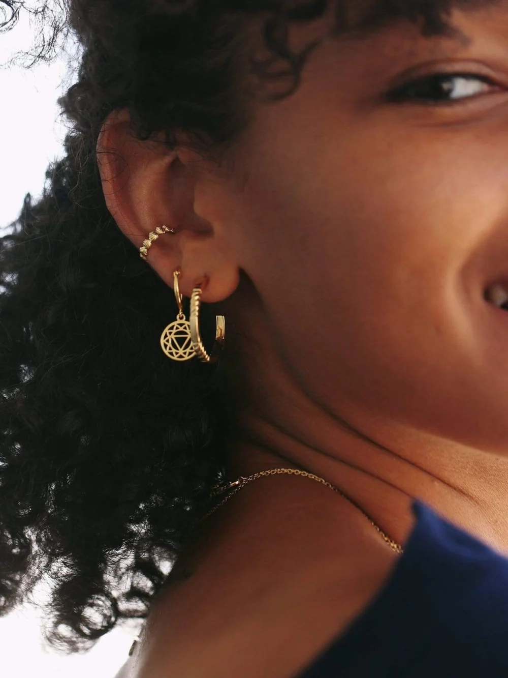 Daisy London Solar Plexus Chakra Earrings 18ct Gold Plate, view 2