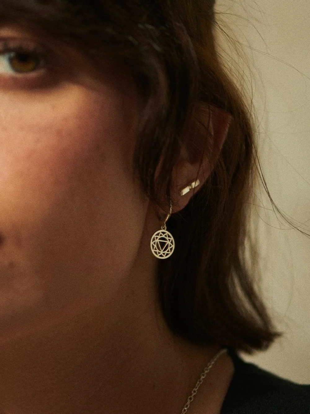 Daisy London Solar Plexus Chakra Earrings Sterling Silver, view 2