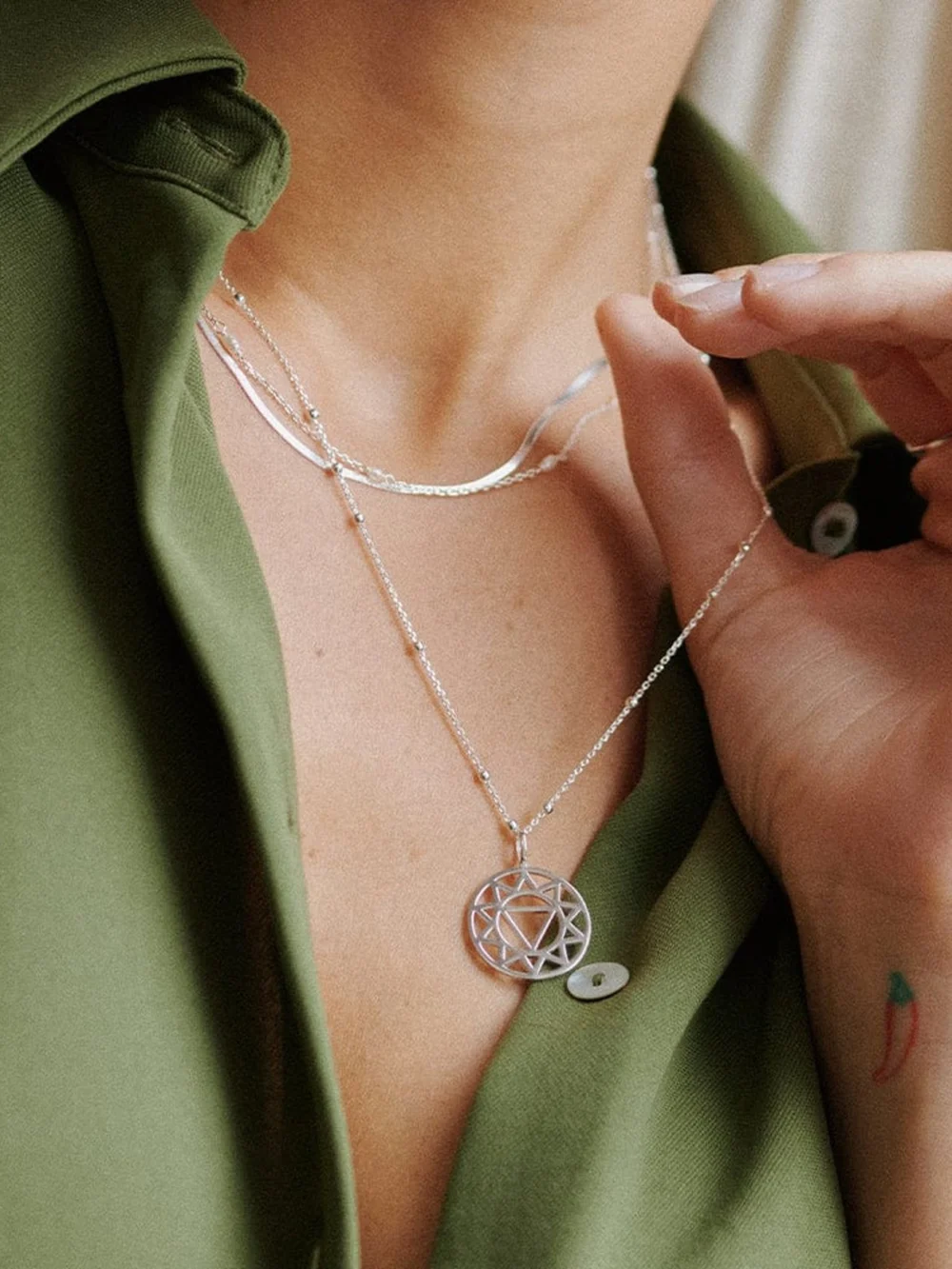 Daisy London Solar Plexus Chakra Necklace Sterling Silver, view 4