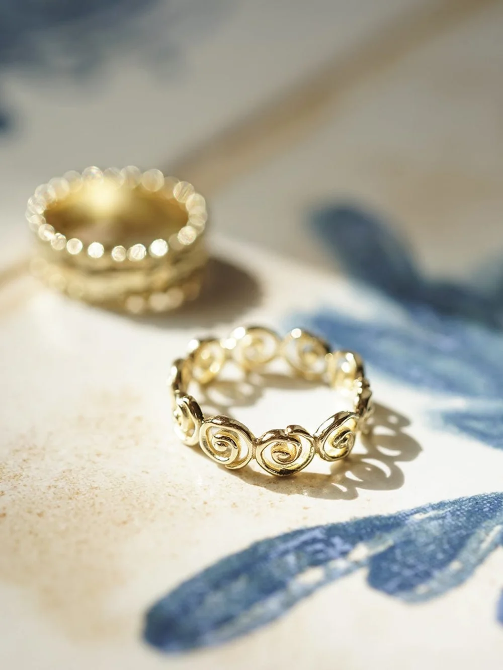 Daisy London Spiral Band Ring 18ct Gold Plate, view 3