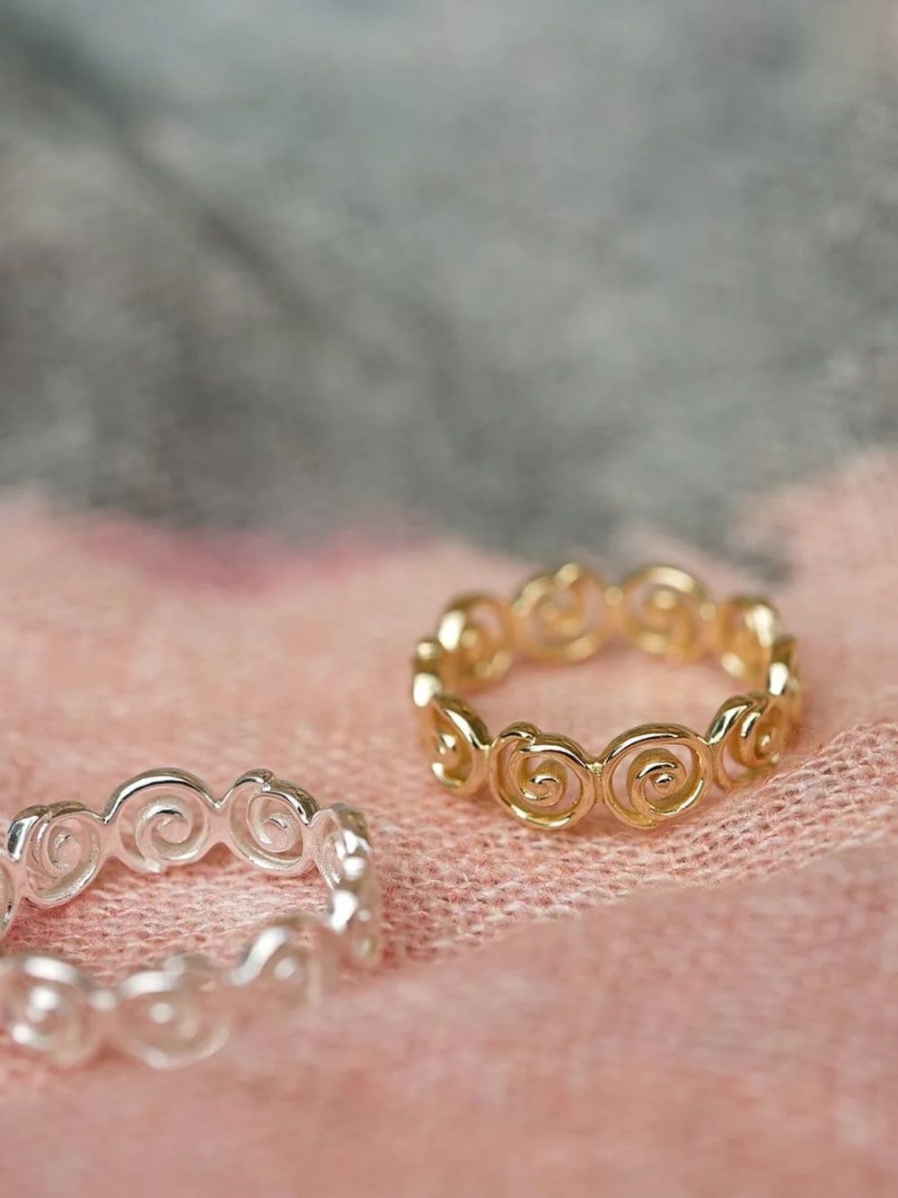 Daisy London Spiral Band Ring 18ct Gold Plate, view 4