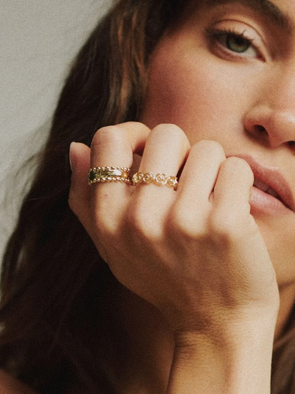 Daisy London Spiral Band Ring 18ct Gold Plate, view 5