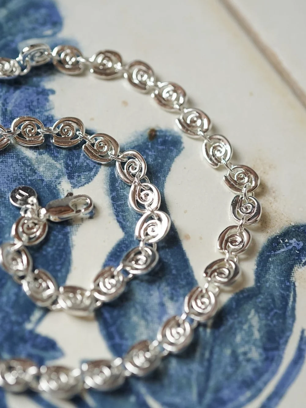 Daisy London Spiral Chain Necklace Silver Plate, view 5