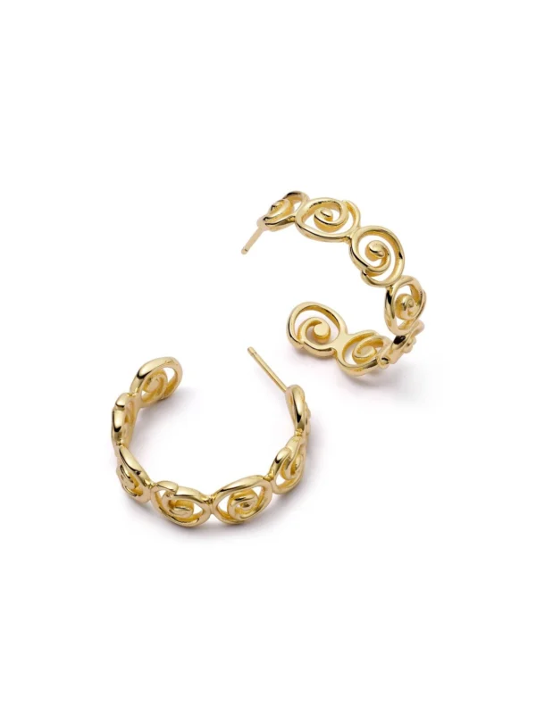 Daisy London Spiral Hoop Earrings 18ct Gold Plate