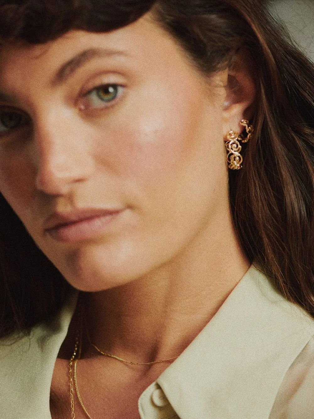 Daisy London Spiral Hoop Earrings 18ct Gold Plate, view 2