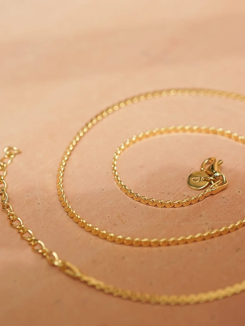 Daisy London Spiral Snake Chain Necklace 18ct Gold Plate, view 6
