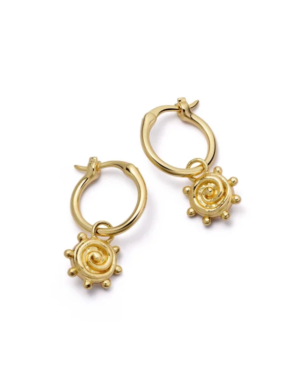 Daisy London Spiral Sun Charm Earrings 18ct Gold Plate