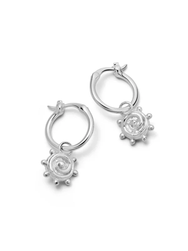 Daisy London Spiral Sun Charm Earrings Sterling Silver