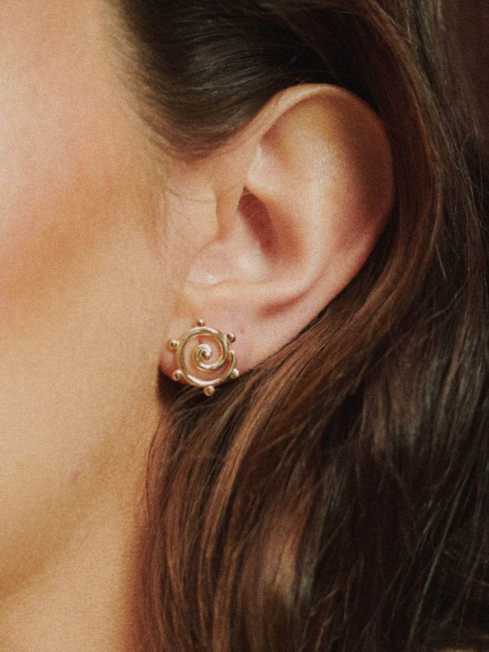 Daisy London Spiral Sun Maxi Stud Earrings 18ct Gold Plate, view 2
