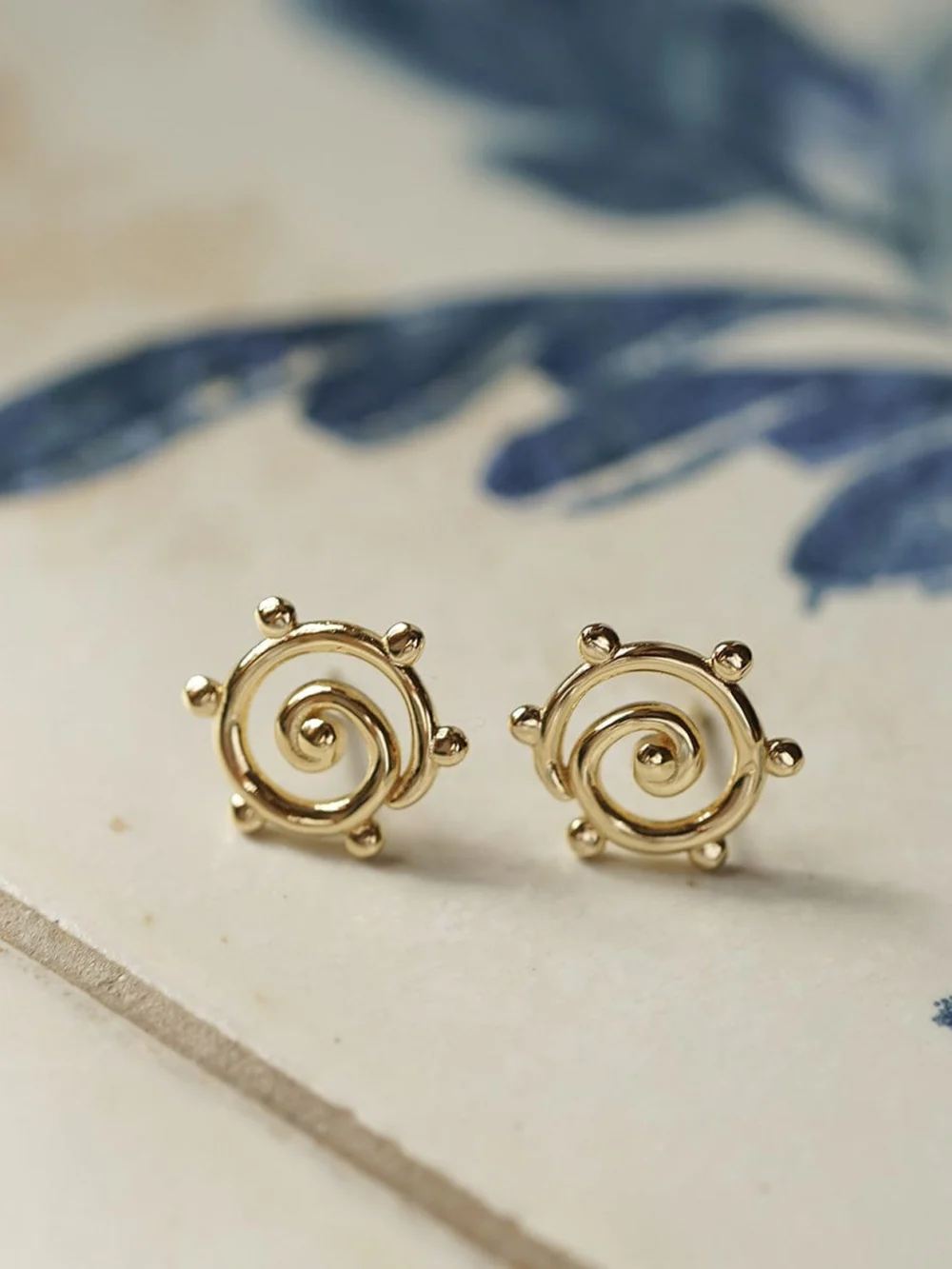 Daisy London Spiral Sun Maxi Stud Earrings 18ct Gold Plate, view 3