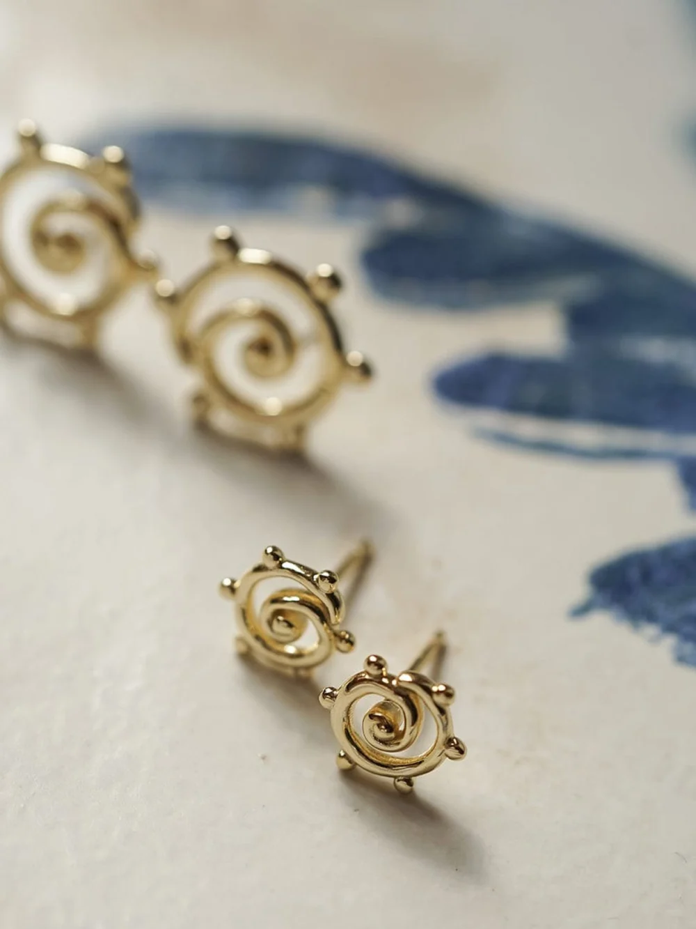 Daisy London Spiral Sun Maxi Stud Earrings 18ct Gold Plate, view 5