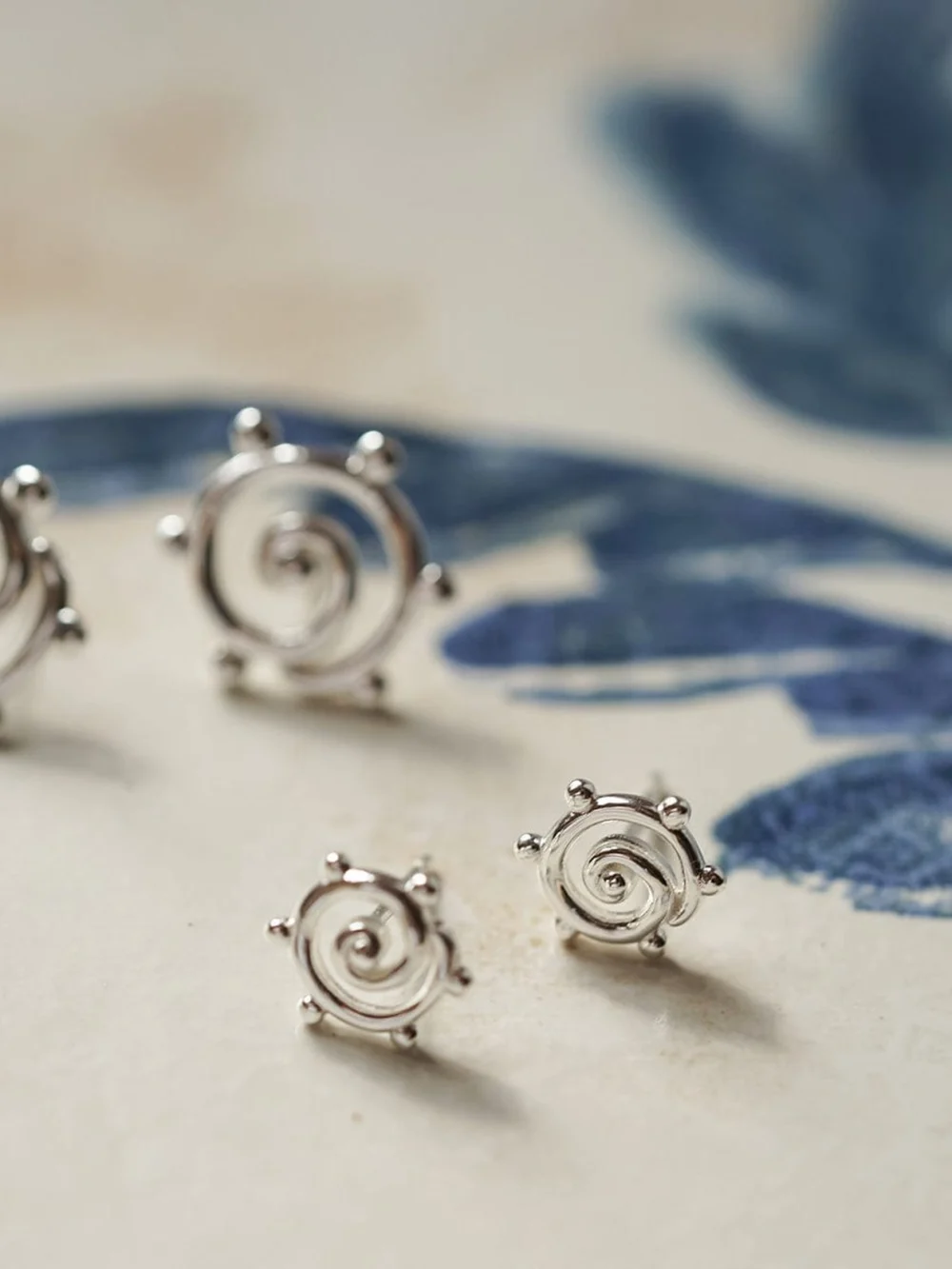 Daisy London Spiral Sun Mini Stud Earrings Sterling Silver, view 5