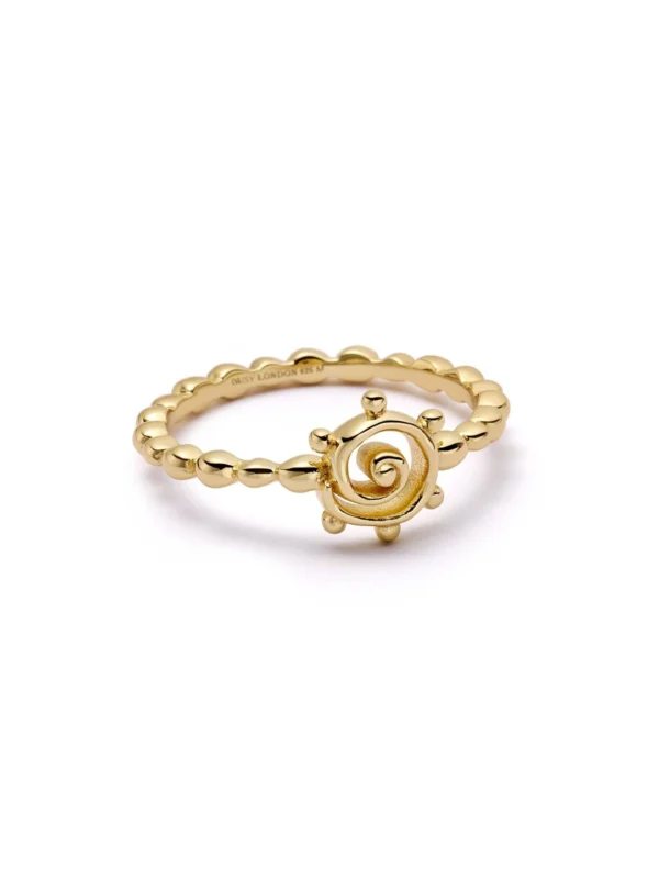Daisy London Spiral Sun Stacking Ring 18ct Gold Plate