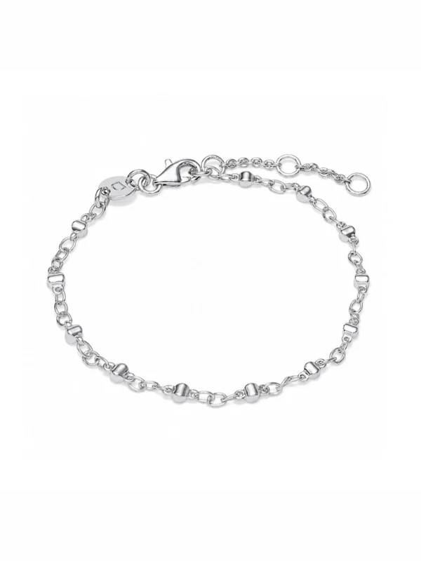 Daisy London Square Bead Chain Bracelet Silver Plate