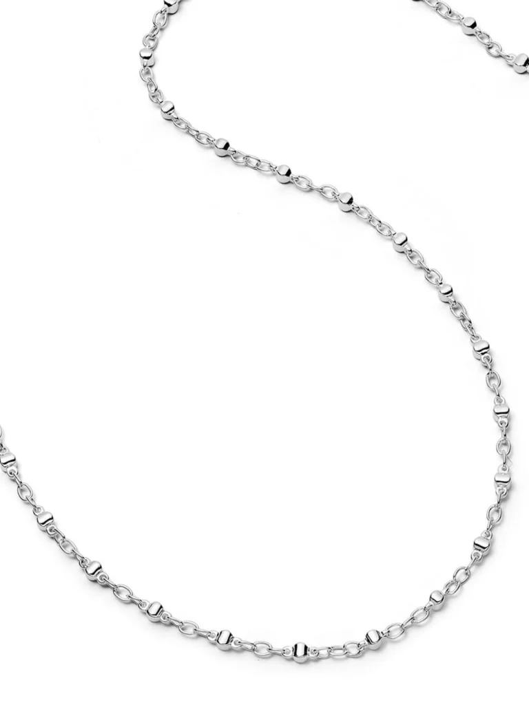 Daisy London Square Bead Chain Necklace Silver Plate