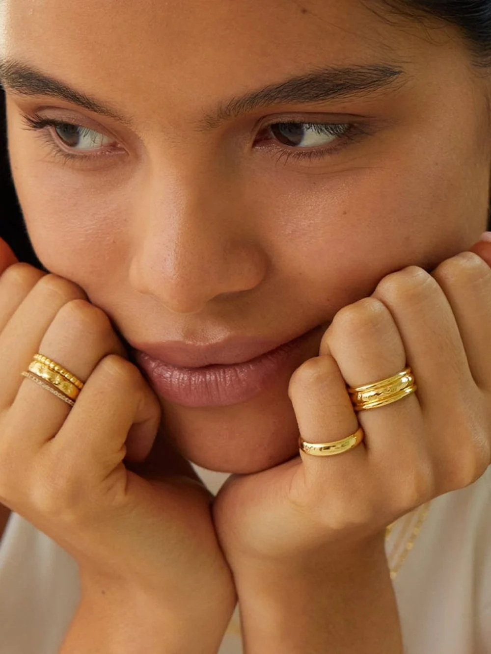 Daisy London Star Engraved Stacking Ring 18ct Gold Plate, view 4