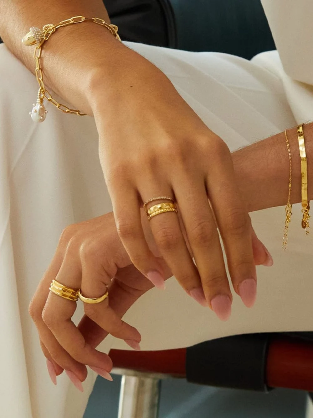 Daisy London Star Engraved Stacking Ring 18ct Gold Plate, view 5