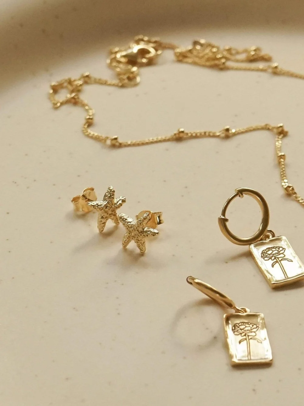 Daisy London Starfish Stud Earrings 18ct Gold Plate, view 2
