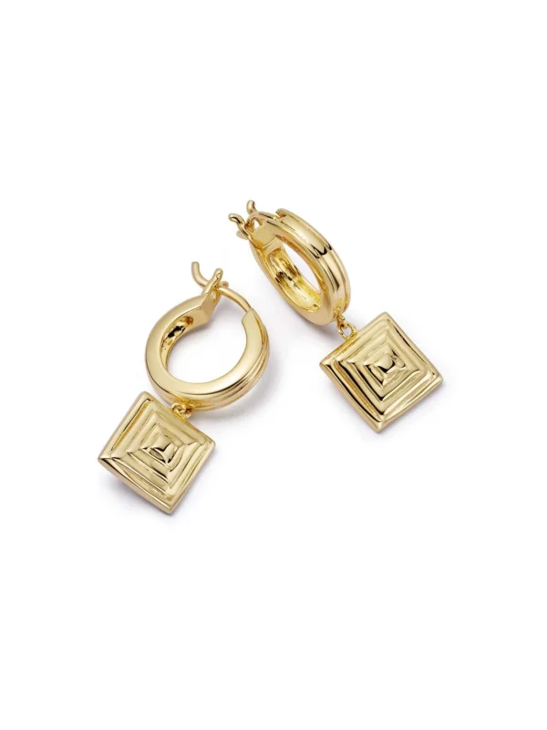 Daisy London Strata Square Drop Earrings 18ct Gold Plate