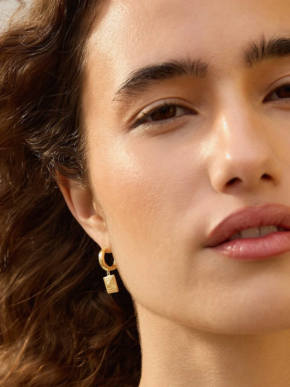 Daisy London Strata Square Drop Earrings 18ct Gold Plate, view 4