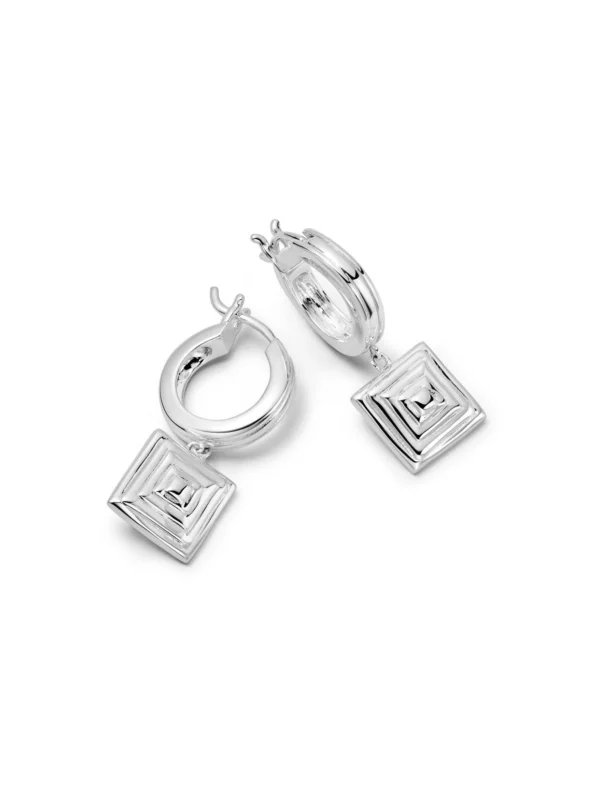 Daisy London Strata Square Drop Earrings Sterling Silver