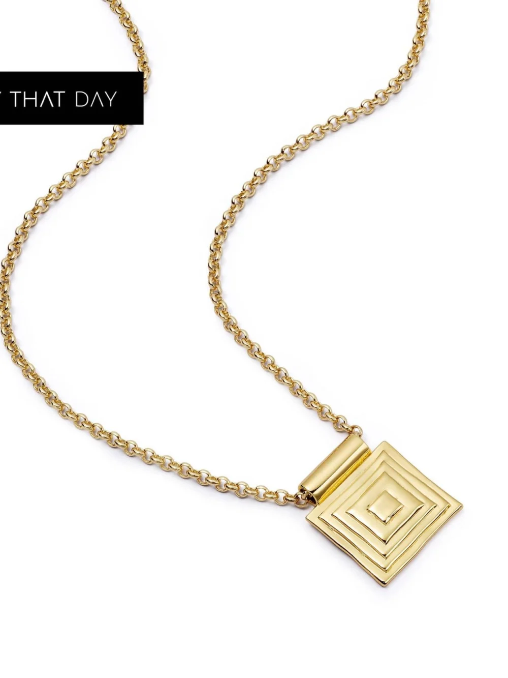 Daisy London Strata Square Pendant Necklace 18ct Gold Plate