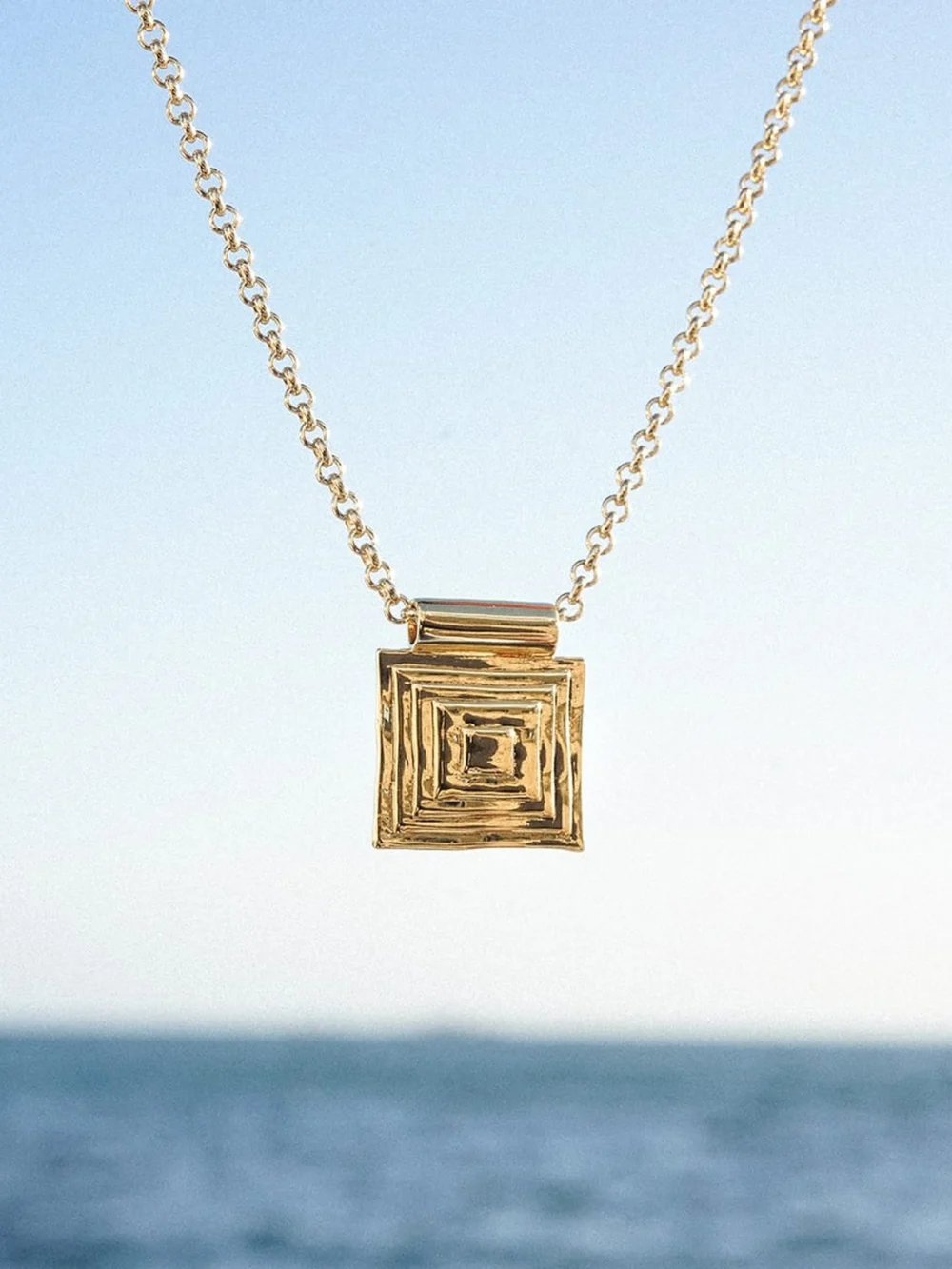 Daisy London Strata Square Pendant Necklace 18ct Gold Plate, view 3