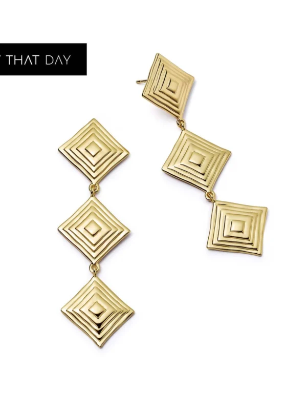 Daisy London Strata Triple Drop Earrings 18ct Gold Plate