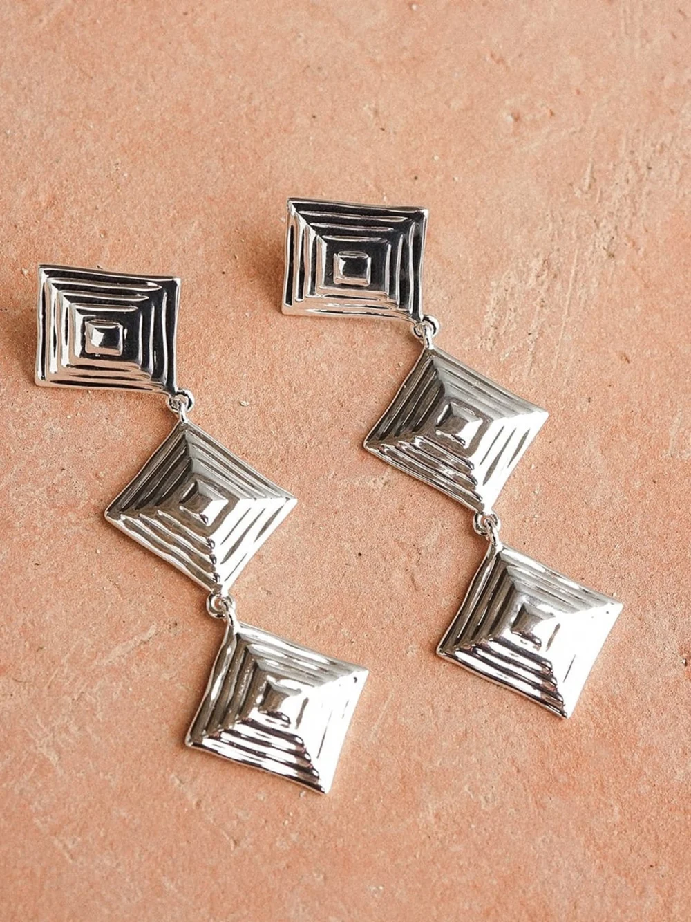 Daisy London Strata Triple Drop Earrings & Necklace Set Silver Plate, view 4