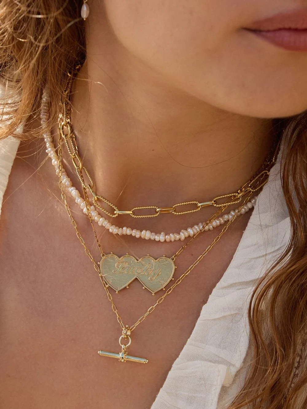 Daisy London Summer Icons Necklace Layering Set 18ct Gold Plate, view 2