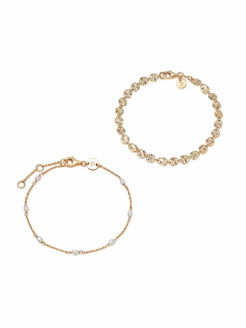 Daisy London Sunburst Pearl Bracelet Stack 18ct Gold Plate