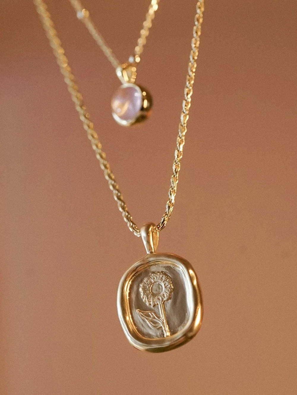 Daisy London Sunflower Necklace 18ct Gold Plate, view 3