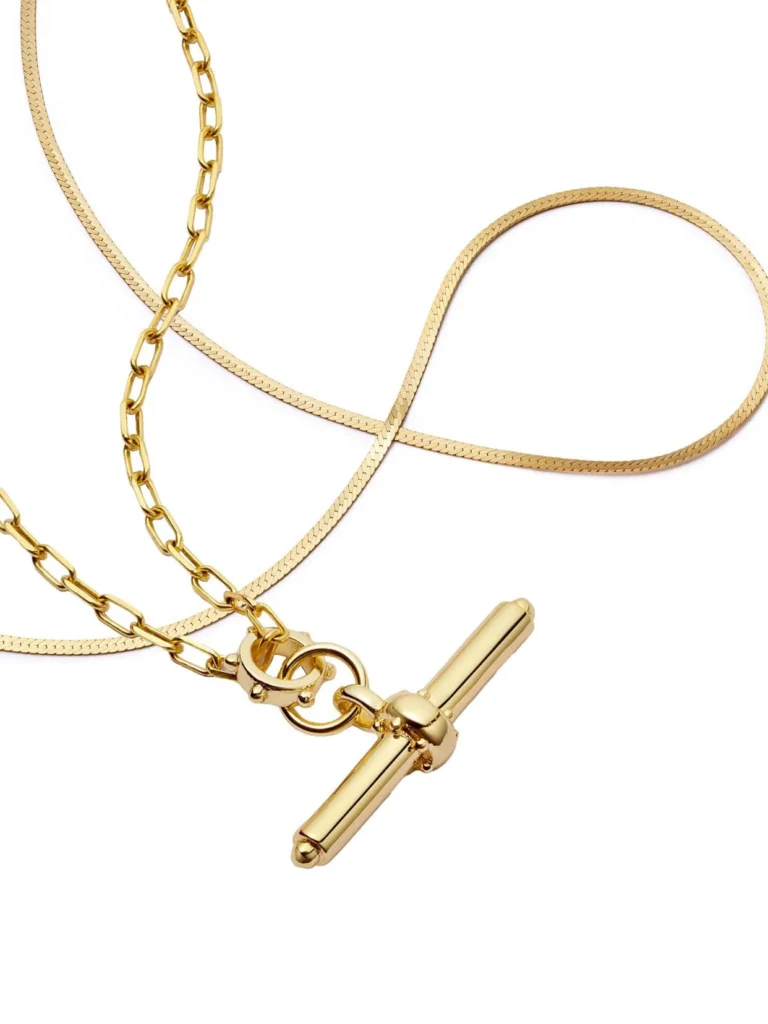 Daisy London T Bar & Fine Snake Chain Necklace Layering Set 18ct Gold Plate