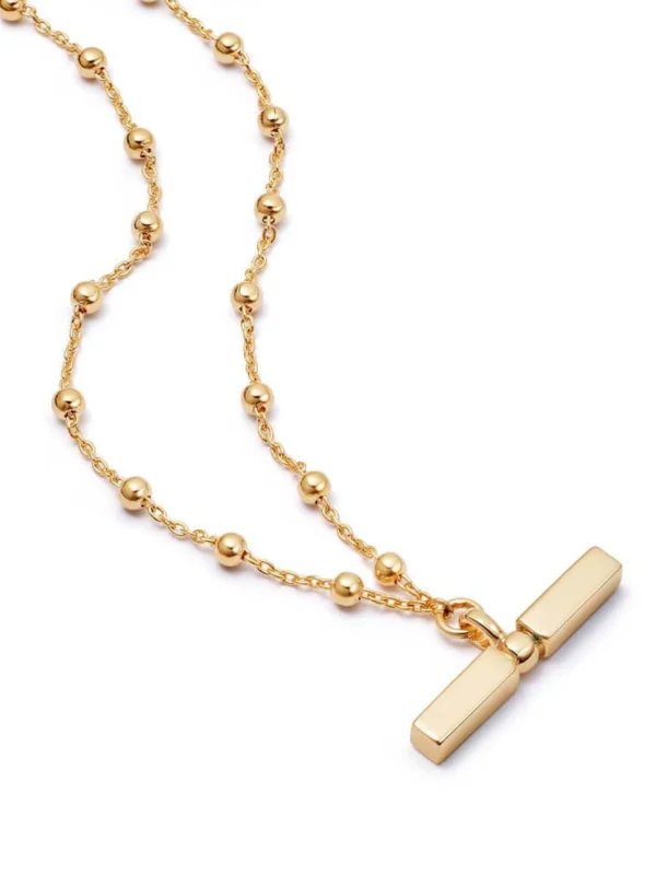 Daisy London T Bar Bobble Chain Necklace 18ct Gold Plate