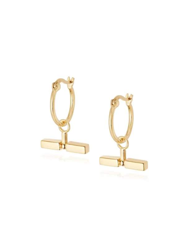 Daisy London T Bar Earrings 18ct Gold Plate