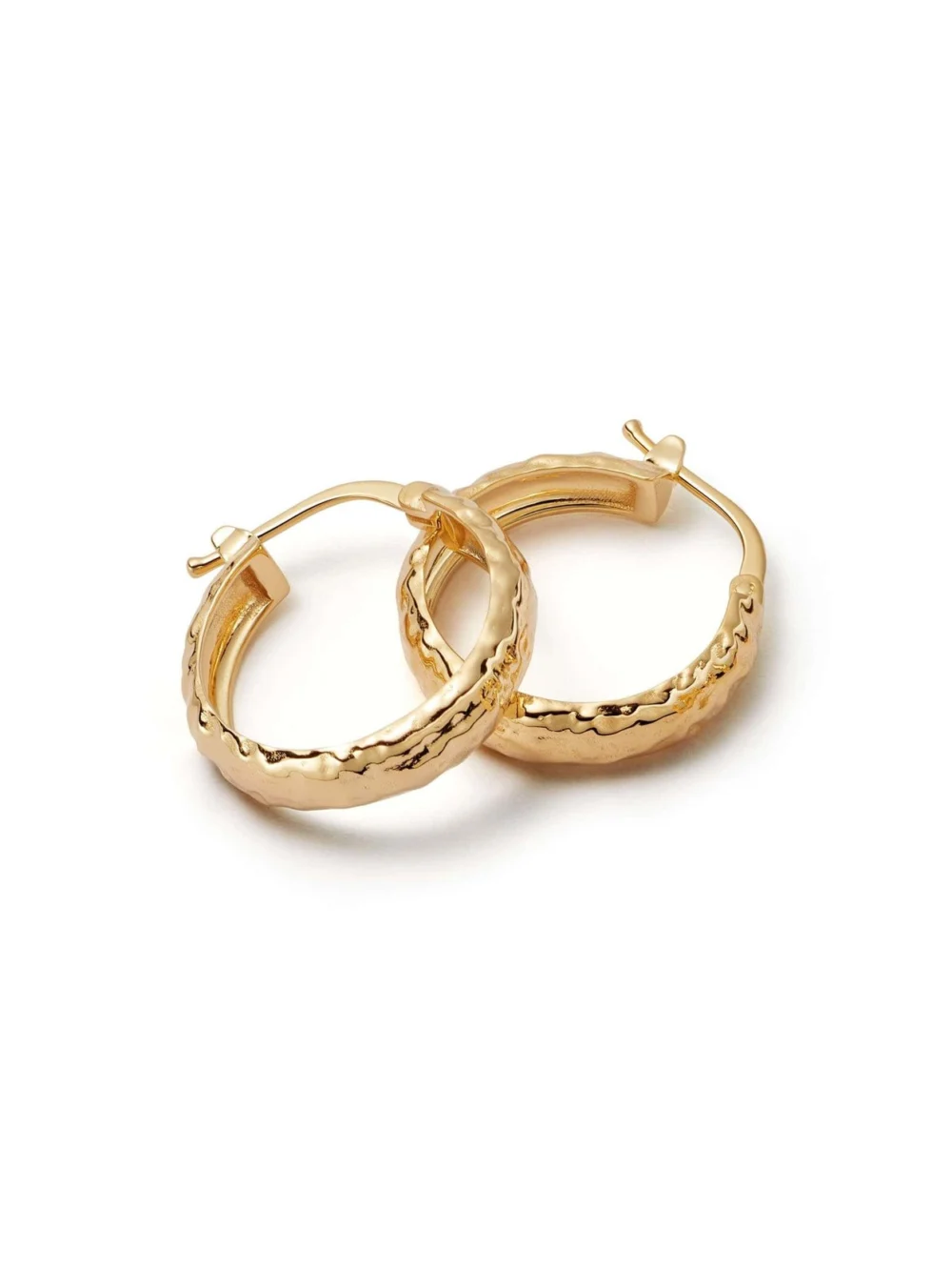 Daisy London Textured Hoop Earrings 18ct Gold Plate, view 6