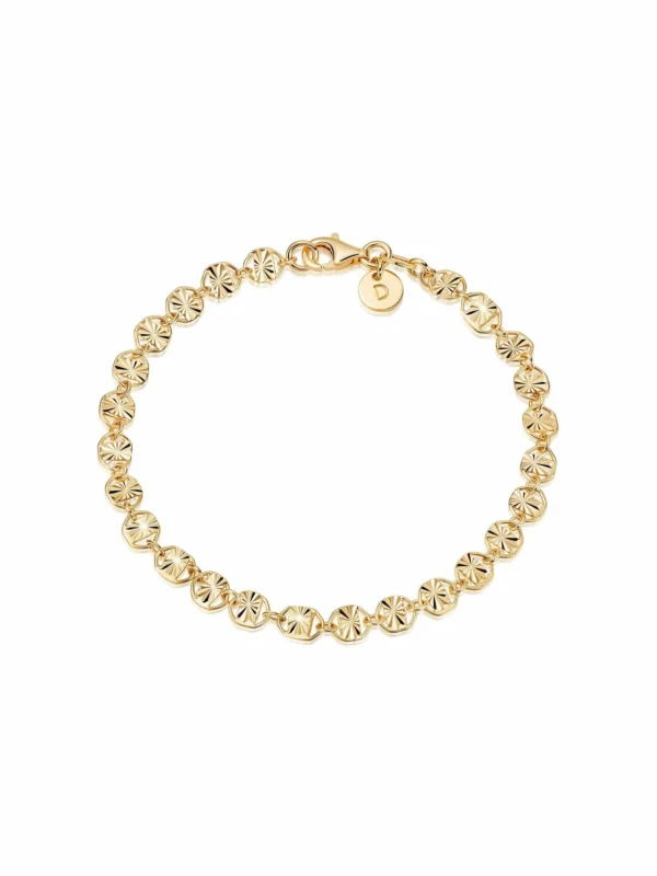 Daisy London Textured Sunburst Chain Bracelet 18ct Gold Plate
