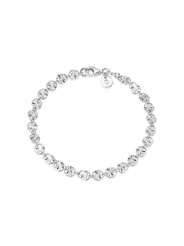 Daisy London Textured Sunburst Chain Bracelet Sterling Silver