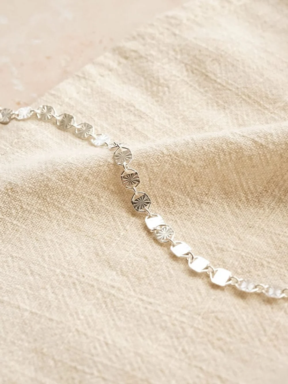 Daisy London Textured Sunburst Chain Bracelet Sterling Silver, view 3
