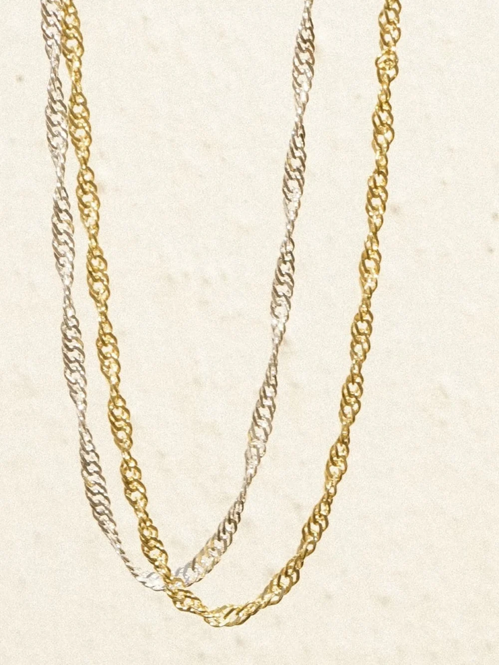 Daisy London Thick Singapore Layering Chain Necklace 18ct Gold Plate, view 3