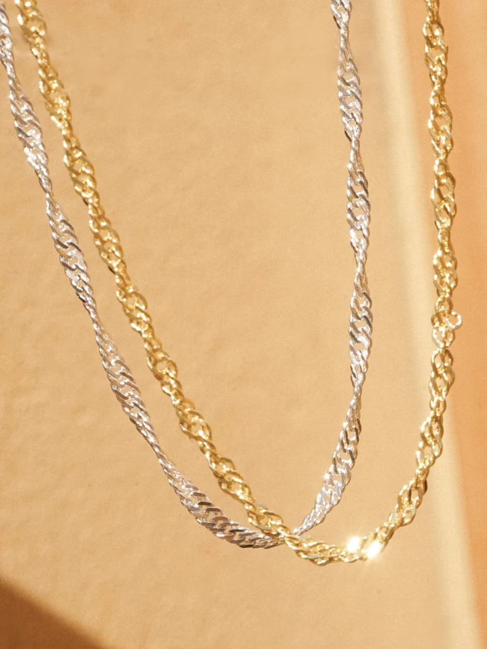 Daisy London Thick Singapore Layering Chain Necklace Sterling Silver, view 3
